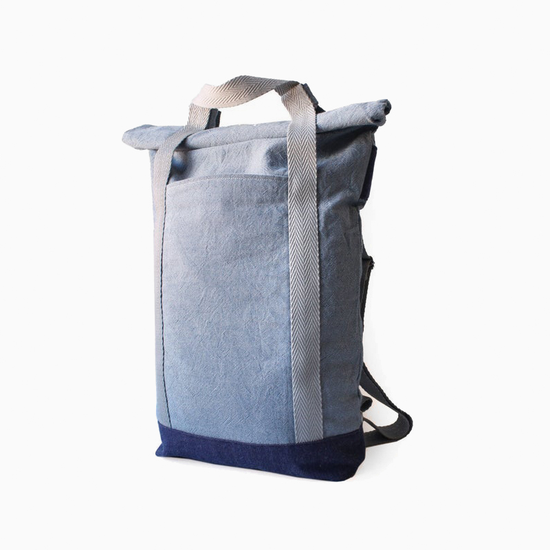 Convertible tote backpack light blue - white straps - PennyP