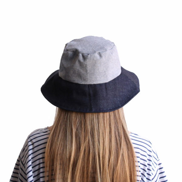 blue cotton bucket hat wide brim