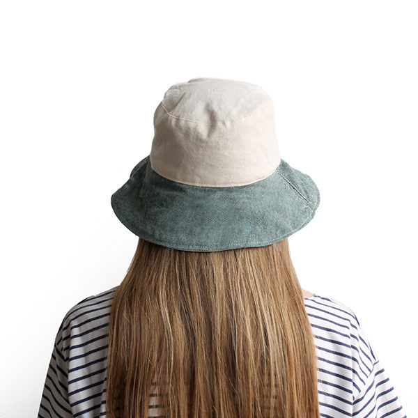 white green cotton bucket hat wide brim