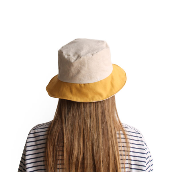 white yellow cotton bucket hat narrow brim