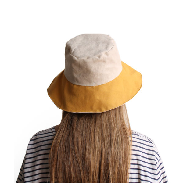 white yellow cotton bucket hat wide brim