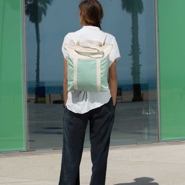 recycled convertible backpack mint ecru